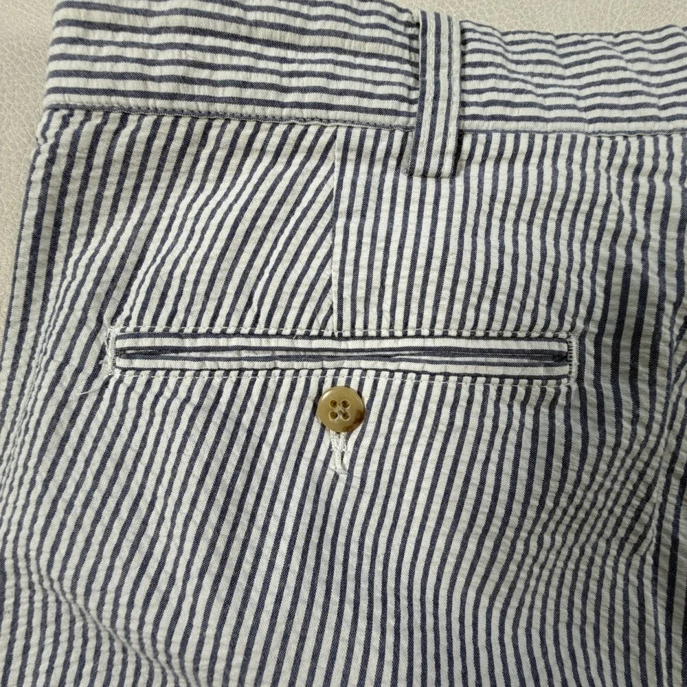 Polo Ralph Lauren Andrew Pant Mens 35x32 Blue White Seersucker Pleated Trousers